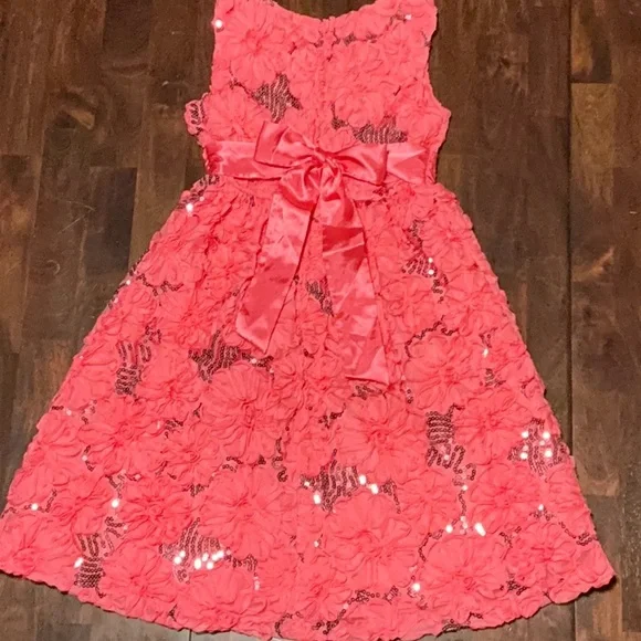 Rare Editions Coral Girls Dress Size 7 - Picture 3 of 5